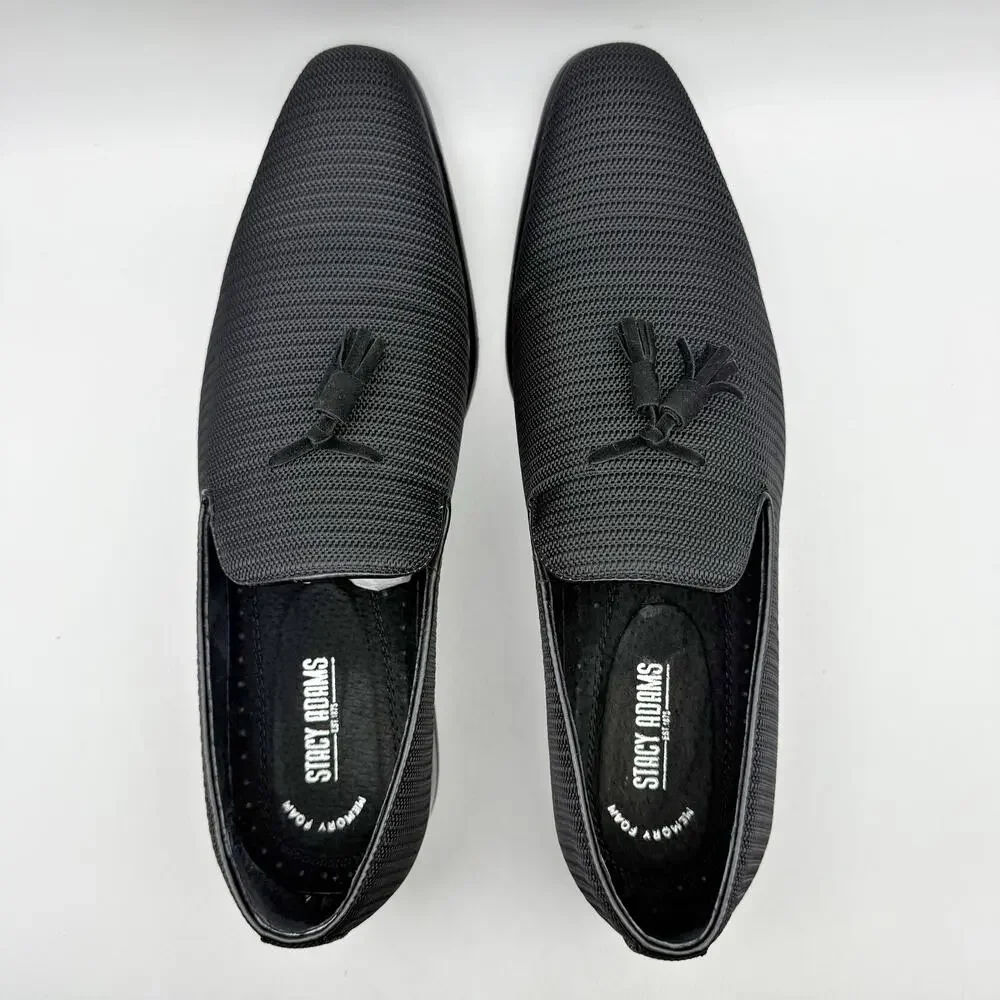 Stacy Adams Mens Tazewell Tassel Loafer US 11 M EU 44 Black Slip On EUC